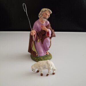 NATIVITY KNEELING SHEPHERD JOSEPH BABY LAMB  ITALY SPROUSE REITZ CO TAG